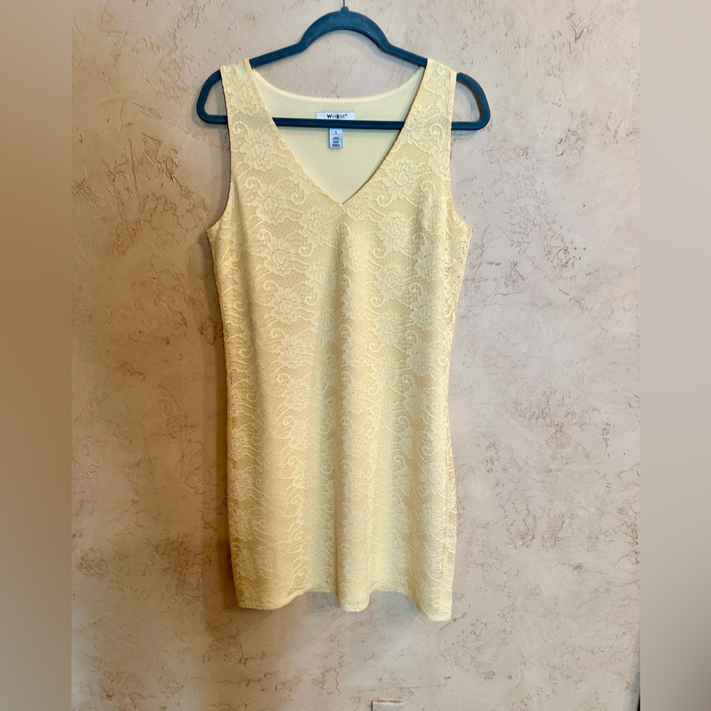 White House Black Market Butter Yellow Lace Dress